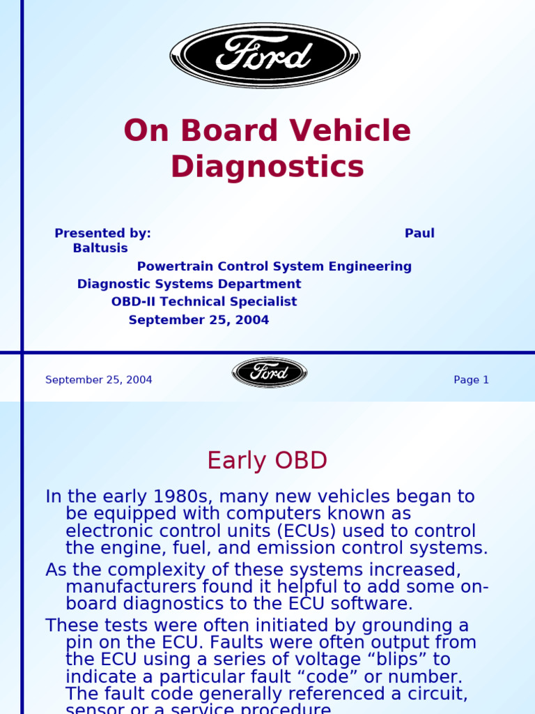 OBD-II Vehicle Diagnostics Overview | PDF | Vehicle Technology | Vehicles
