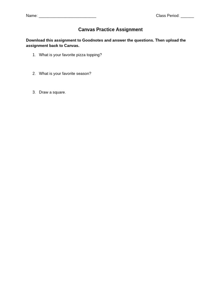 Canvas Practice Assignment | PDF