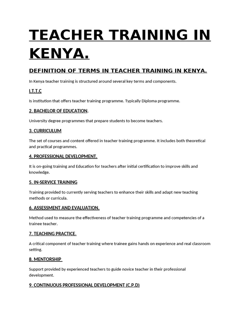 Importance of Teacher Training in Kenya | PDF | Teacher Education ...