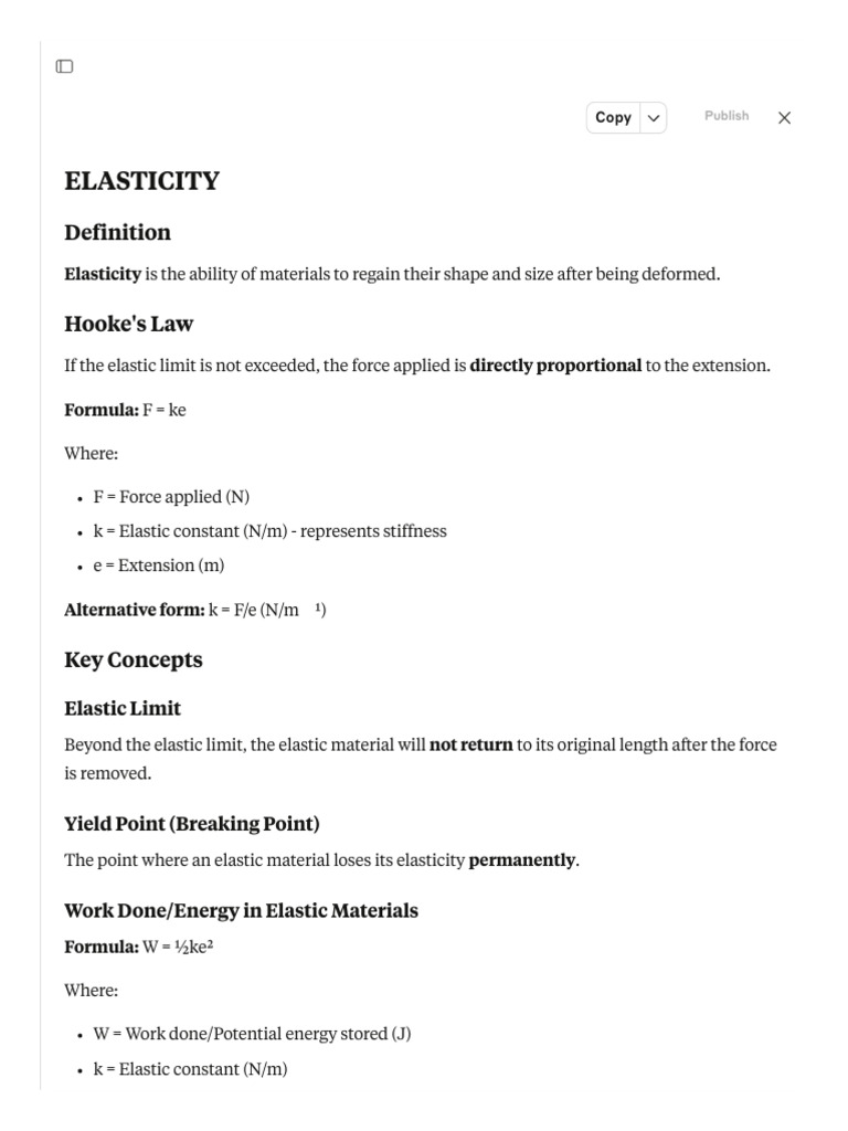 Elasticity Physics Lesson with Examples | PDF | Elasticity (Physics ...