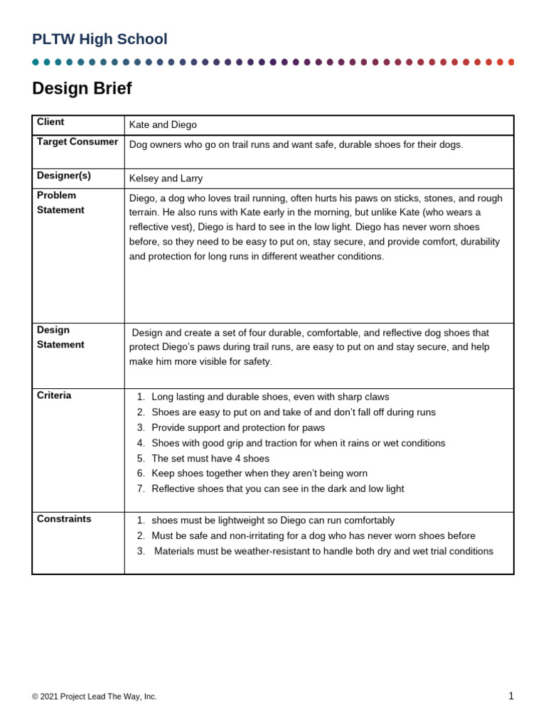 Copy of GSR - DesignBrief - Template | PDF