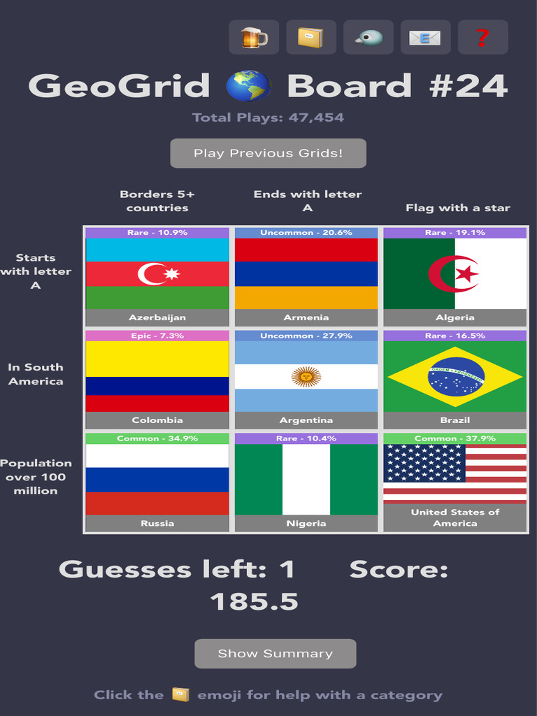 GeoGrid Board #24 Country Challenge | PDF