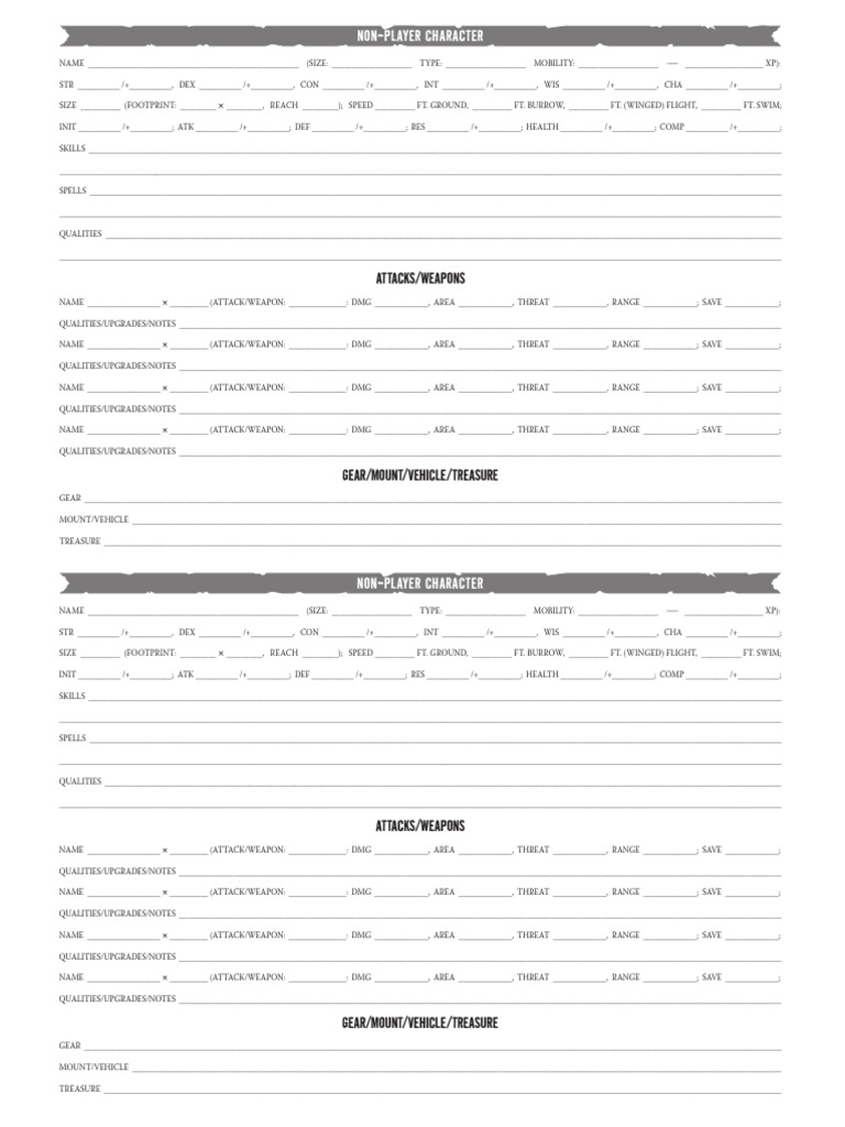 Character Stats and Abilities Template | PDF | Role Playing Games ...