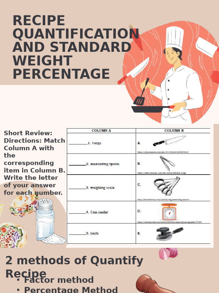 Recipe Quantification and Standard Weight Percentage 1 | PDF | Pound ...
