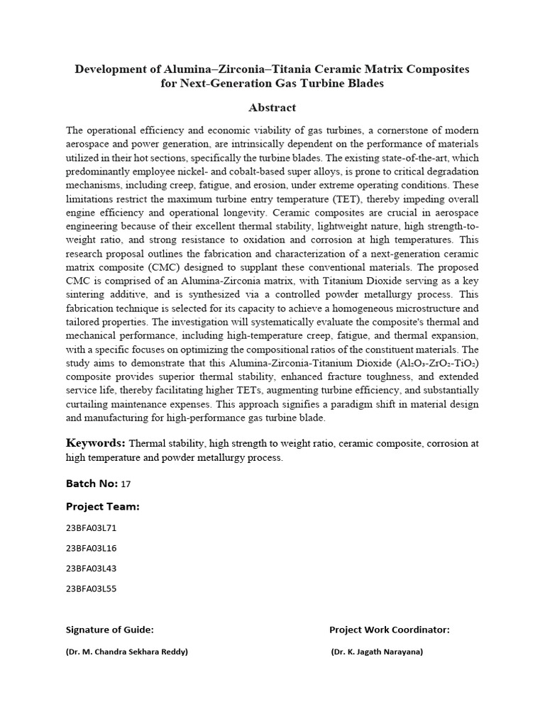 Batch III Project Abstract | PDF | Composite Material | Ceramics