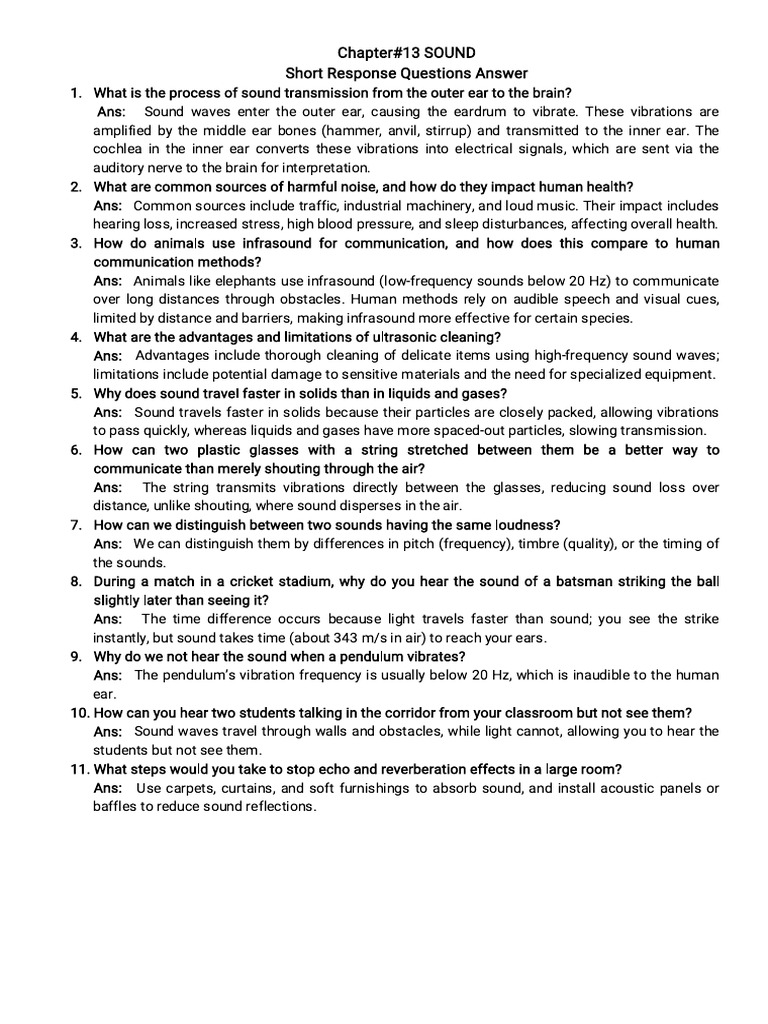Chapter#13 SOUN S.Qs | PDF | Sound | Ear
