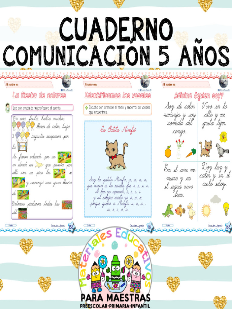 Cuaderno de Comunicación para 5 Años Por Materiales Educativos para ...