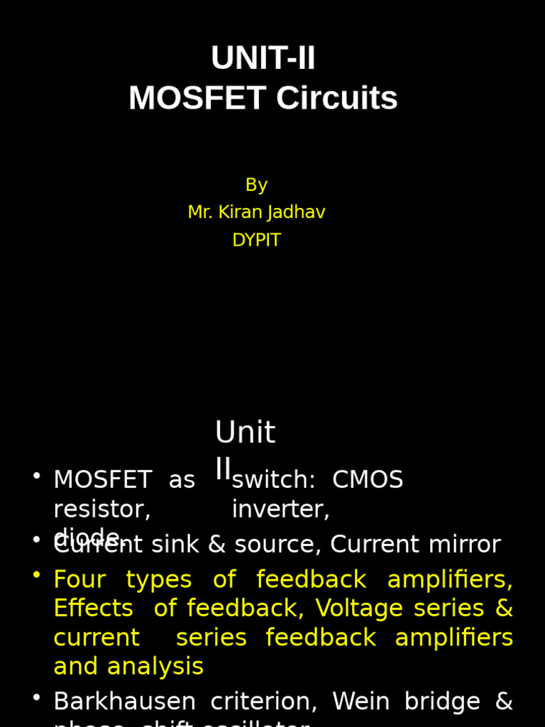 MOSFET Circuits and Feedback Amplifiers | PDF | Cmos | Mosfet