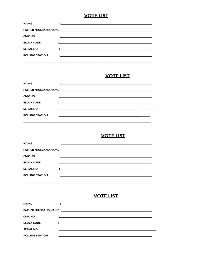 Vote List | PDF