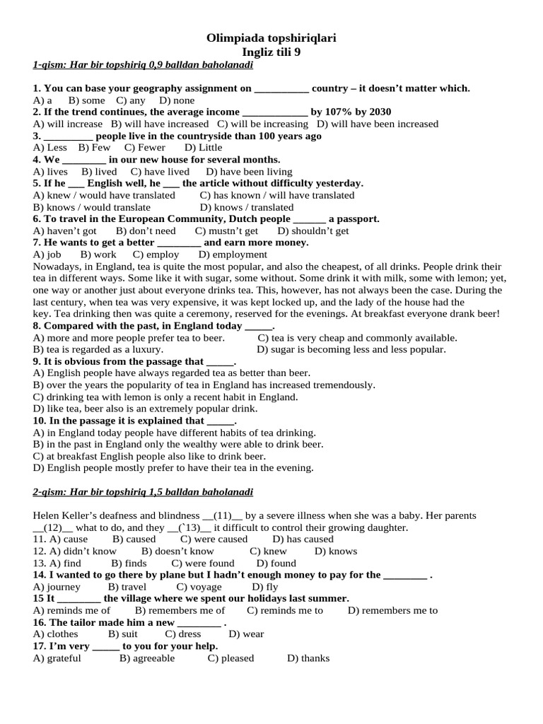 English Language Exam Practice Questions | PDF