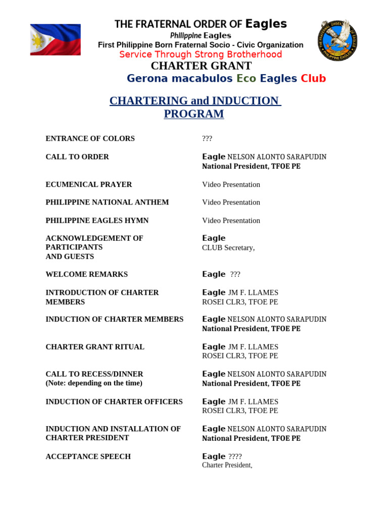 Charter Induction of Eco Eagles Club | PDF
