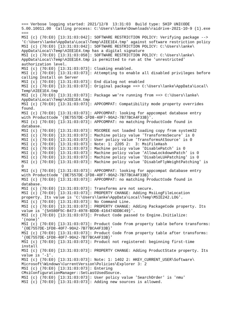 MSI Installation Log Analysis | PDF | Microsoft Windows | Windows Registry