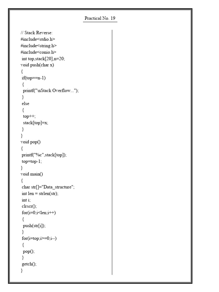 C Programs for Stack and String Manipulation | PDF