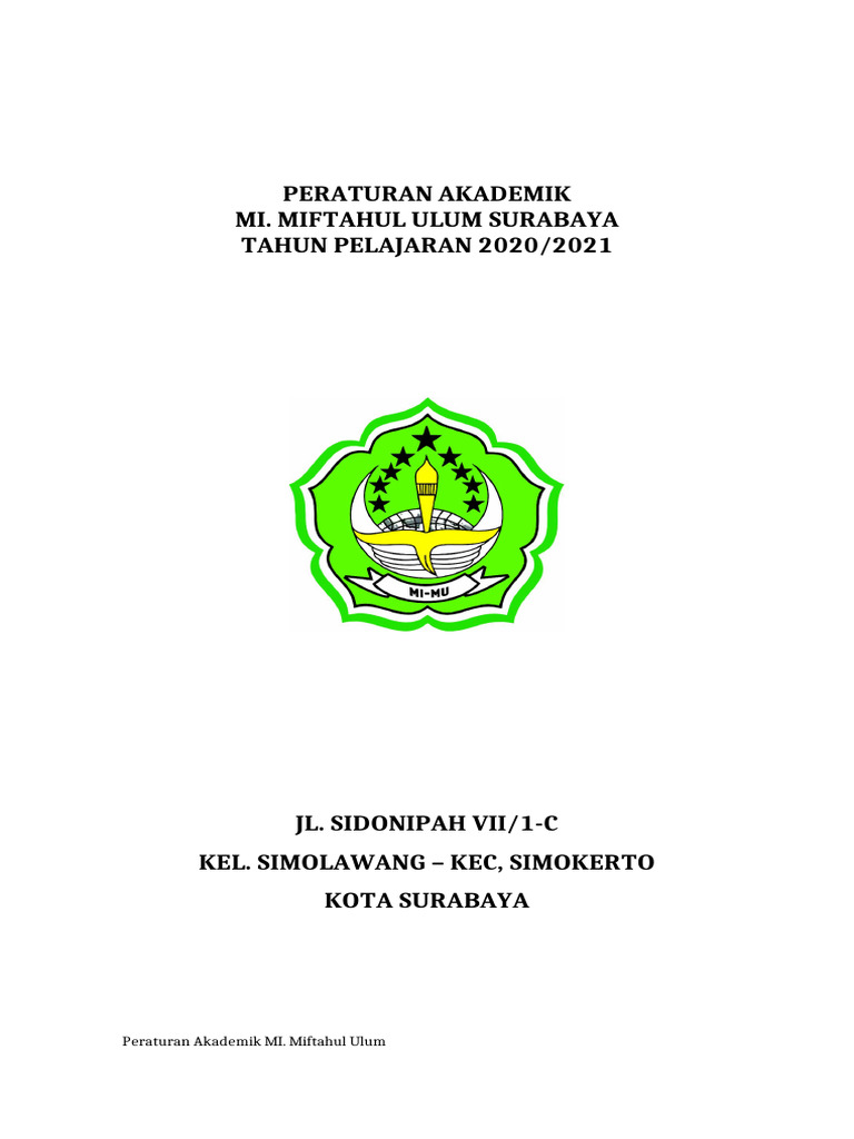  Peraturan Akademik MI Miftahul Ulum 2021 