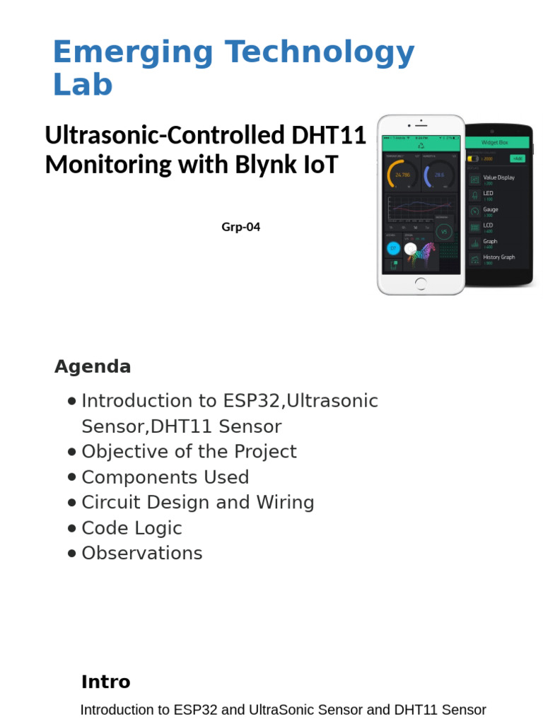 Ultrasonic DHT11 Monitoring with Blynk | PDF | Sensor | Microcontroller