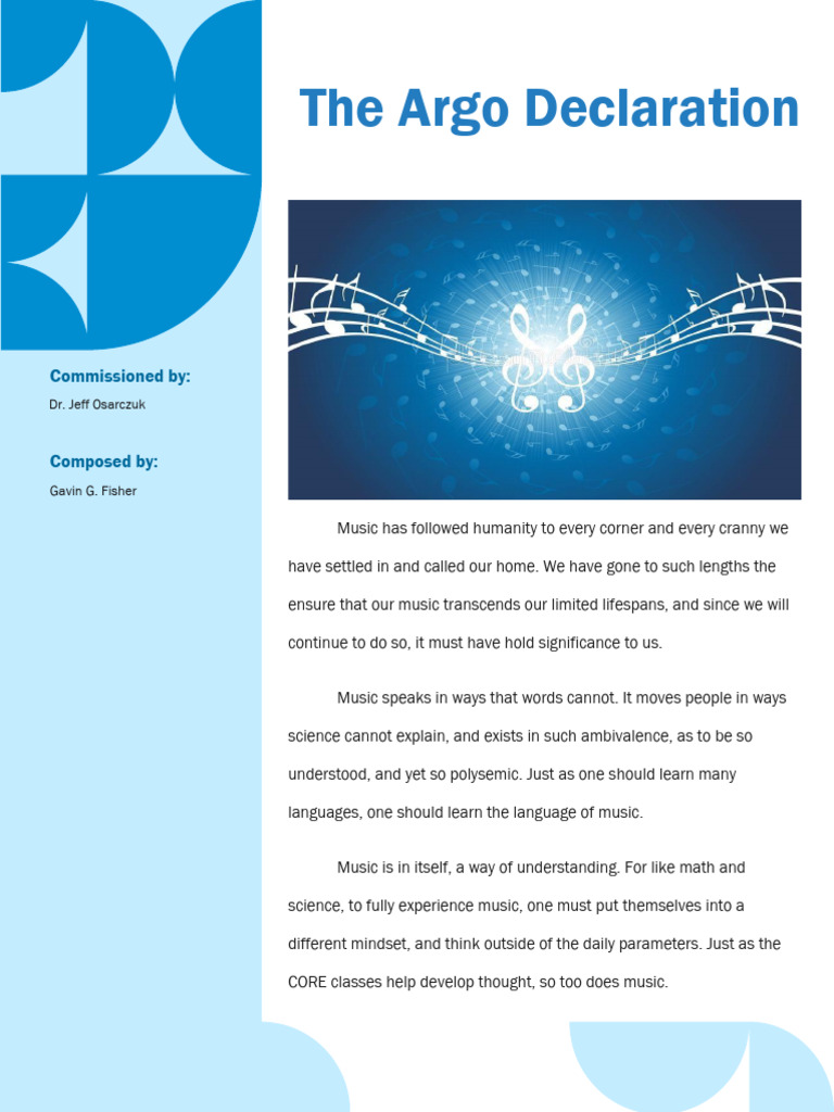 Argo Declaration on Music Education | PDF | Learning | Cognition
