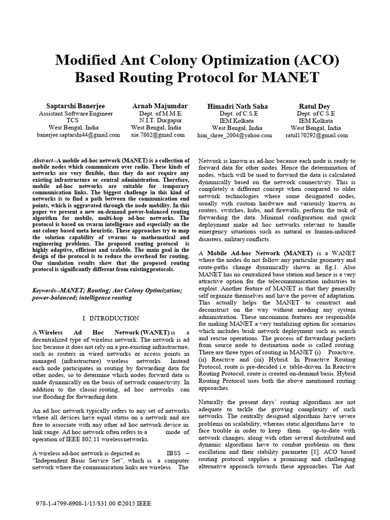 Modified ACO Routing for MANETs | PDF | Wireless Ad Hoc Network | Routing