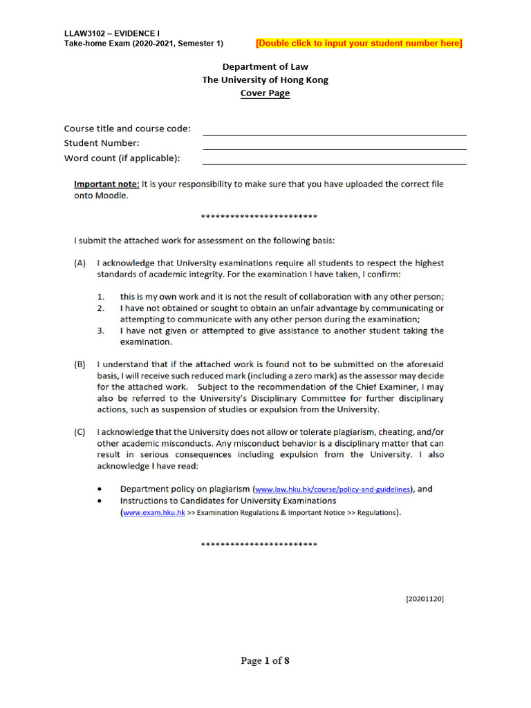 LLAW3102 - 2021 - S1 - Exam (Final) | PDF | Witness | Trials