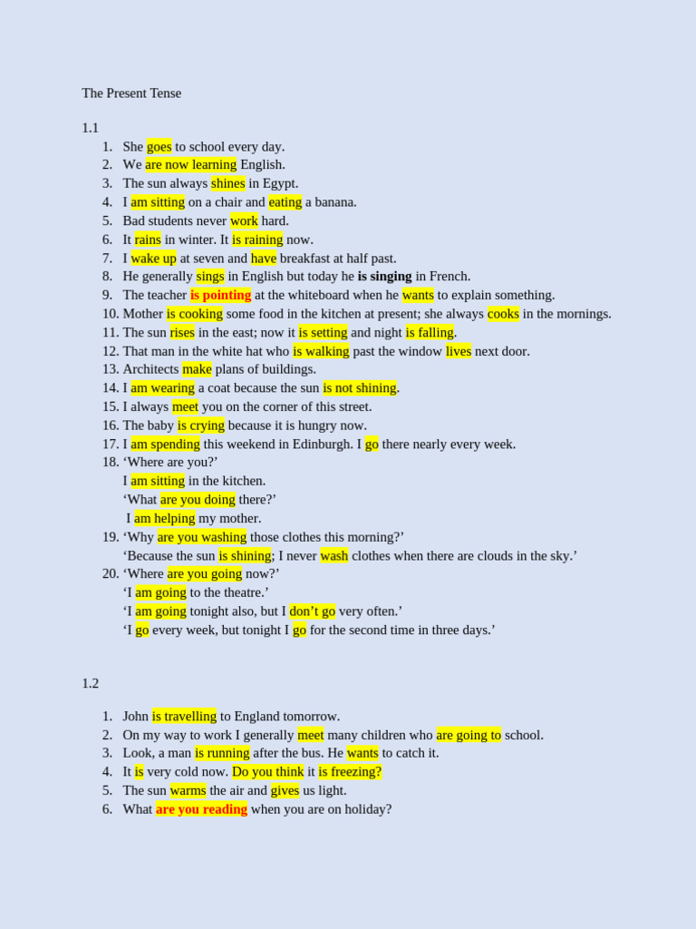 Understanding Present Tense Usage | PDF