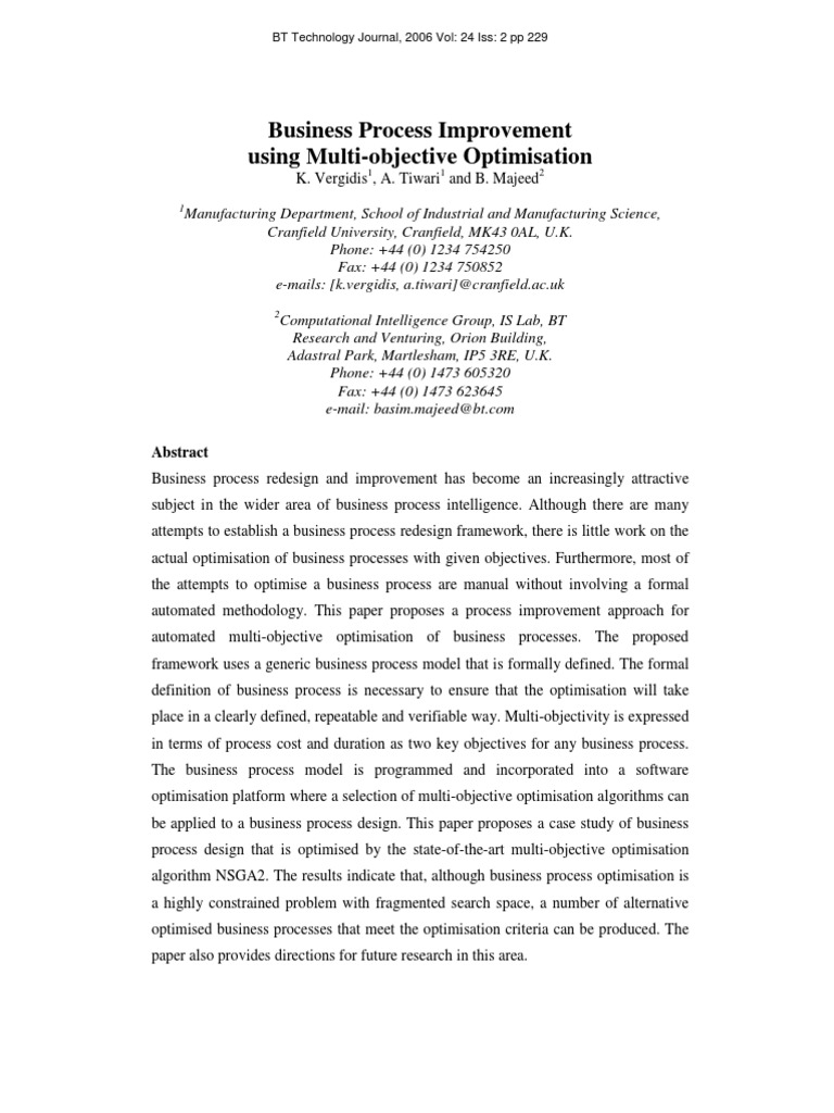 Automated Multi-Objective Process Optimization | PDF | Mathematical ...