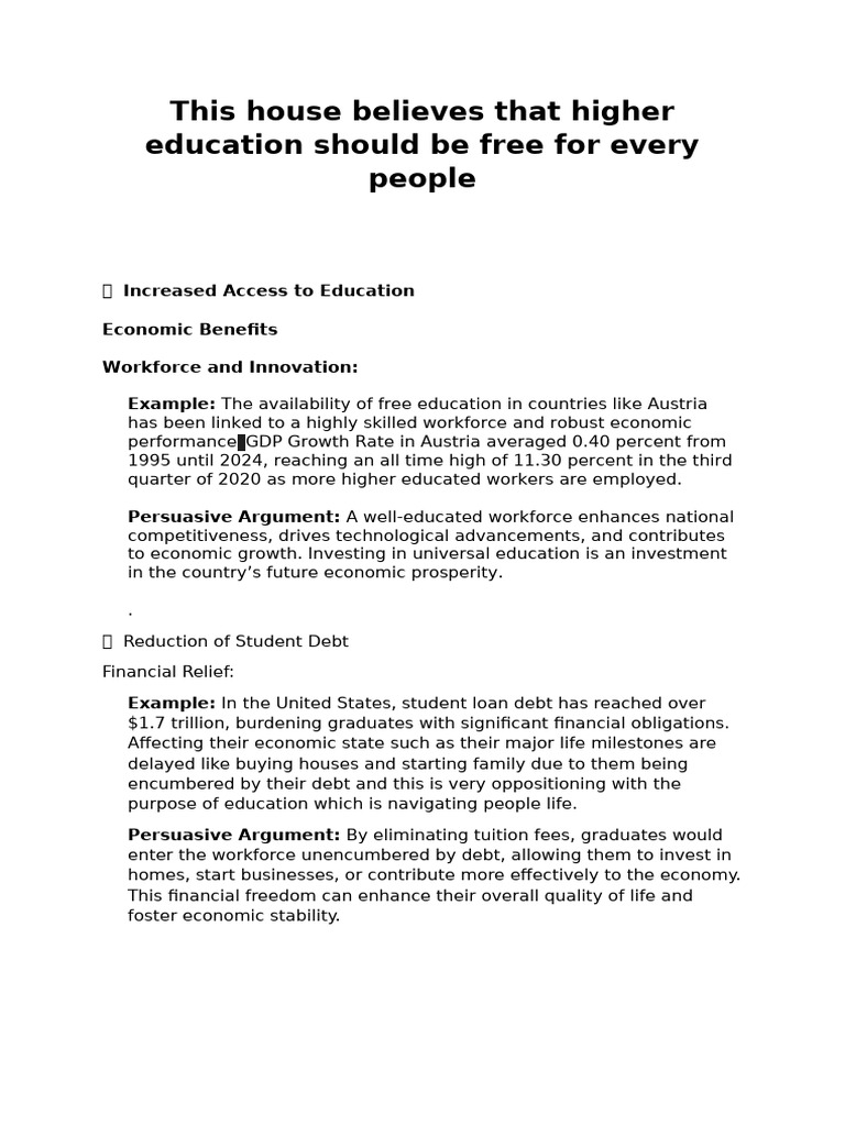 Benefits of Free Higher Education | PDF | Economic Growth | Economies