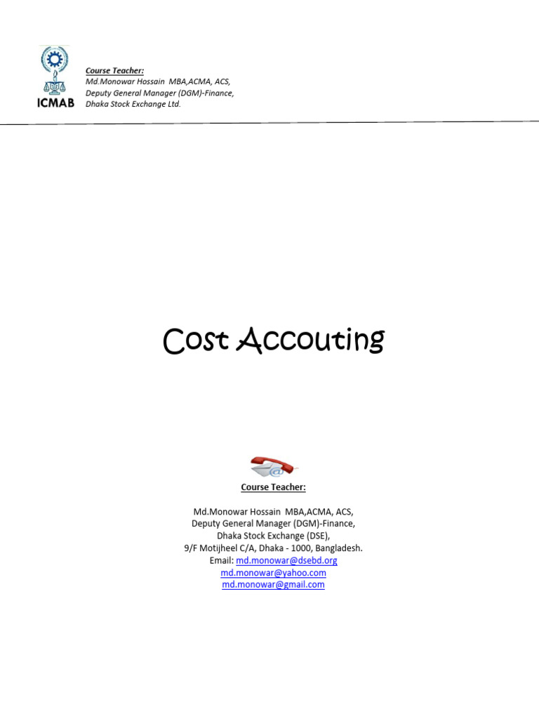 Cost Accounting Course Notes - Level I | PDF | Inventory | Cost Accounting