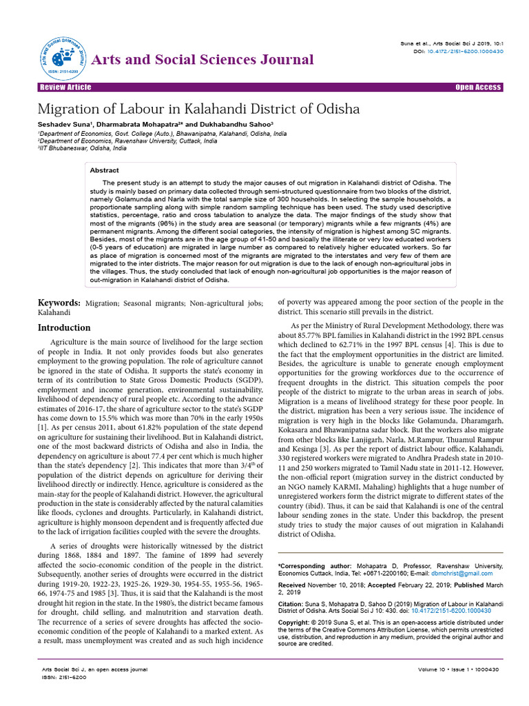 Causes of Labor Migration in Kalahandi | PDF | Human Migration | Poverty