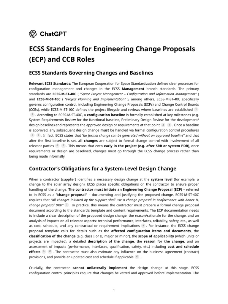 ECSS Standards for Change Proposals | PDF