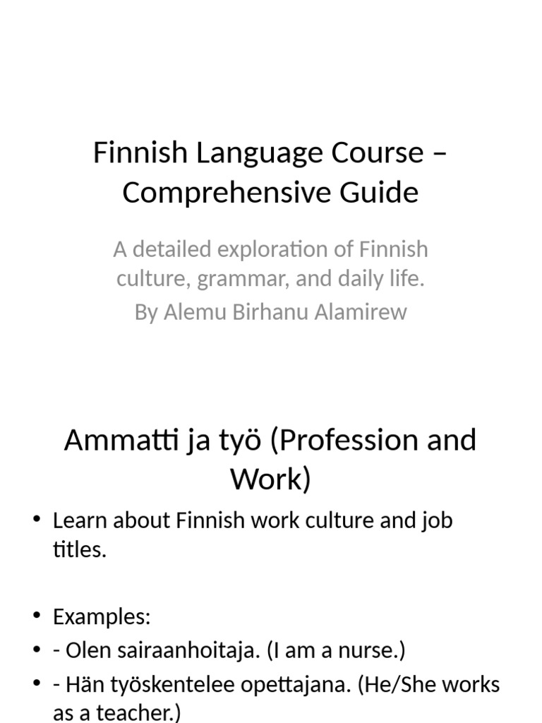Finnish Language Course Detailed | PDF