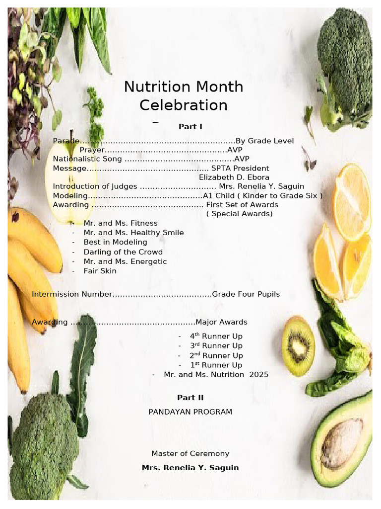 Nutrition Month Celebration Program 2025 | PDF