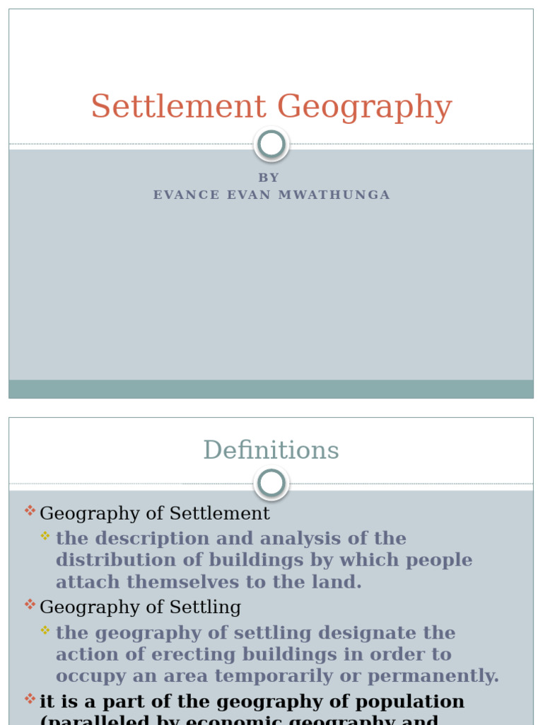 Understanding Settlement Geography Concepts | PDF
