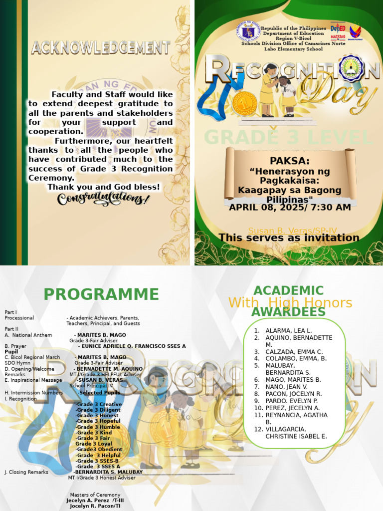 Grade 3 Recognition Ceremony 2025 | PDF | Chess Openings | Chess