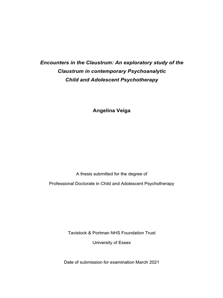 Encounters in The Claustrum | PDF | Object Relations Theory ...