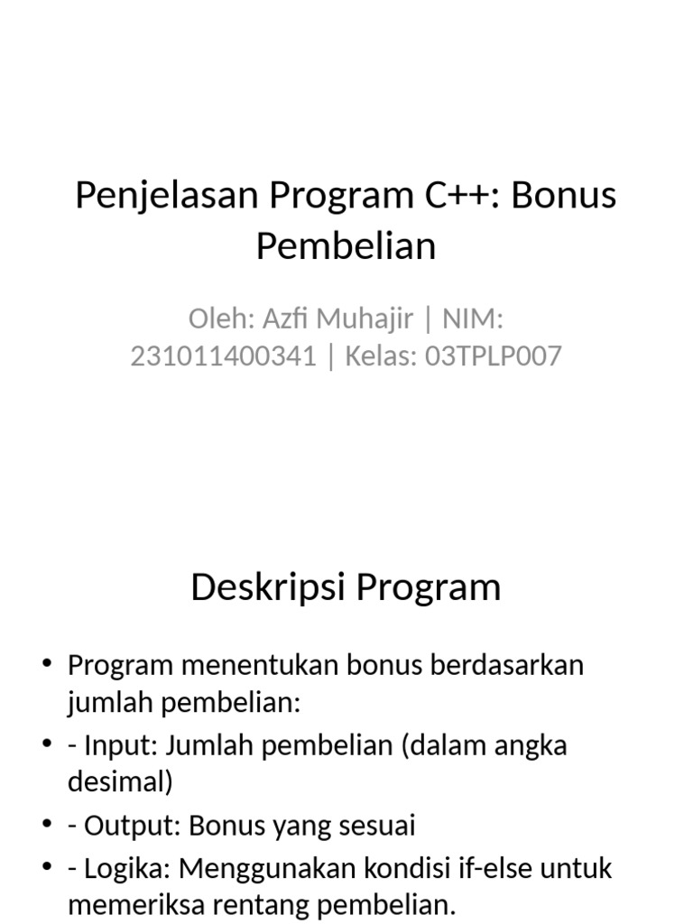 Penjelasan Program Bonus Pembelian | PDF