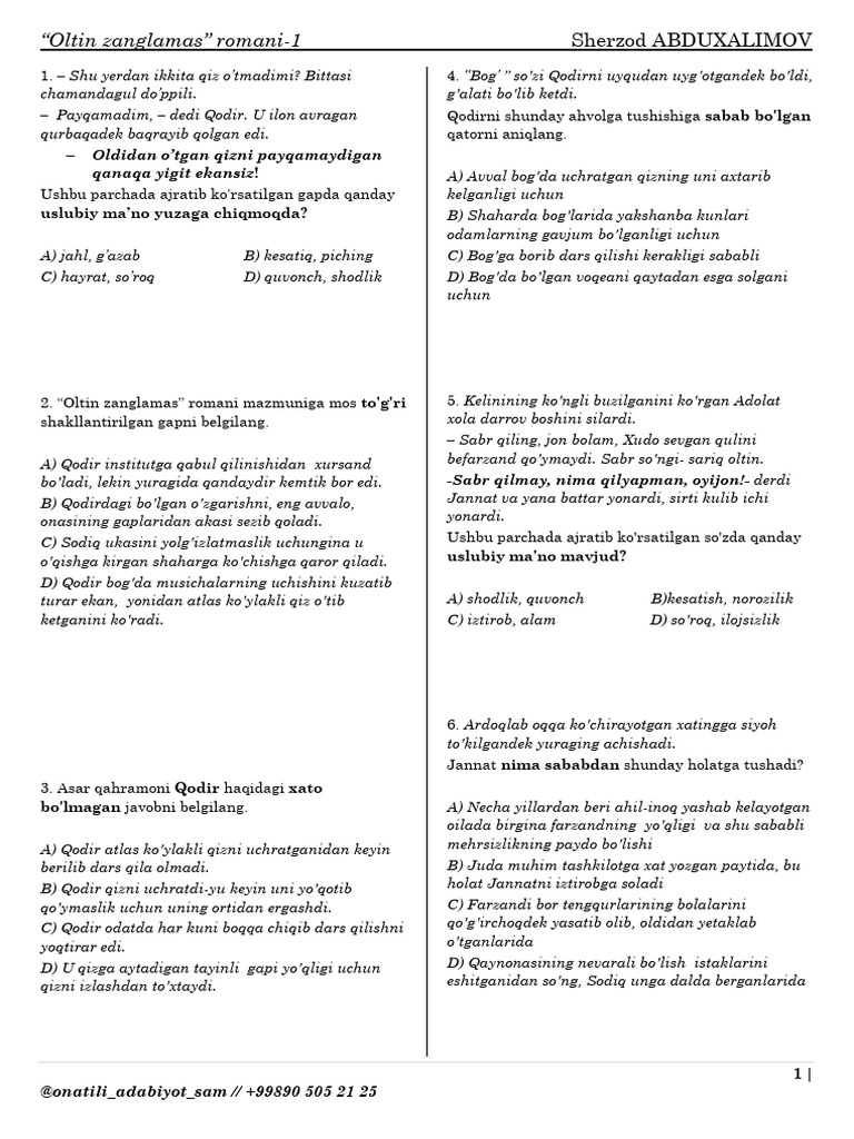 MS Testi Oltin Zanglamas 1 | PDF