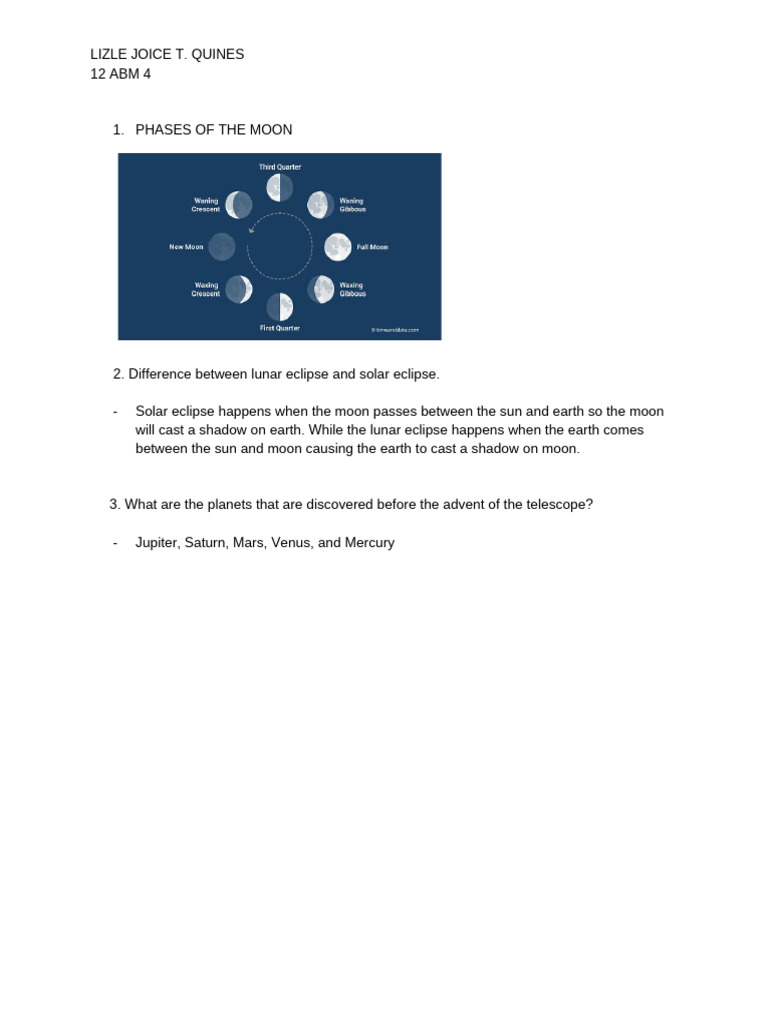 Moon Phases and Eclipses Explained | PDF