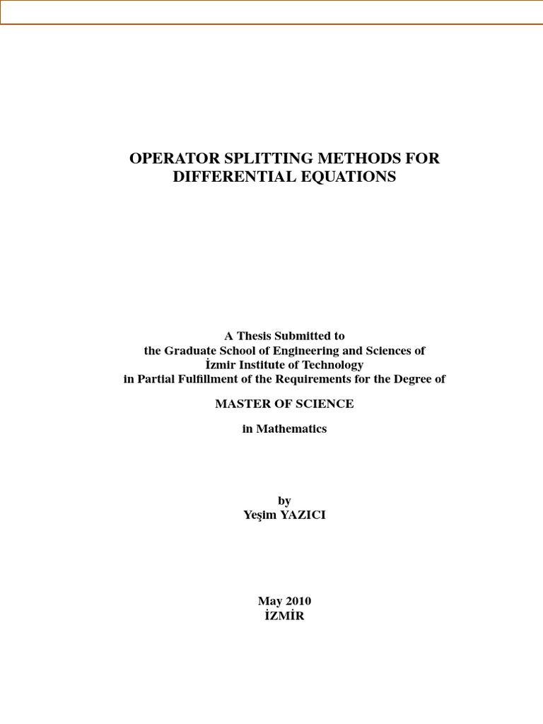 Operator Splitting Methods Analysis | PDF | Nonlinear System ...