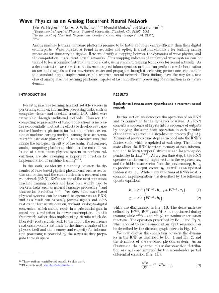 Wave Physics for Neural Network Processing | PDF | Waves | Matrix ...