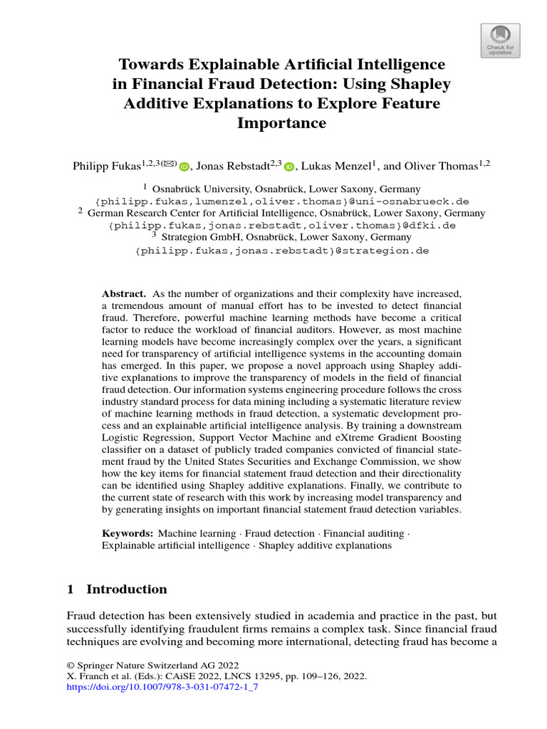 Explainable AI for Financial Fraud Detection | PDF | Balance Sheet ...
