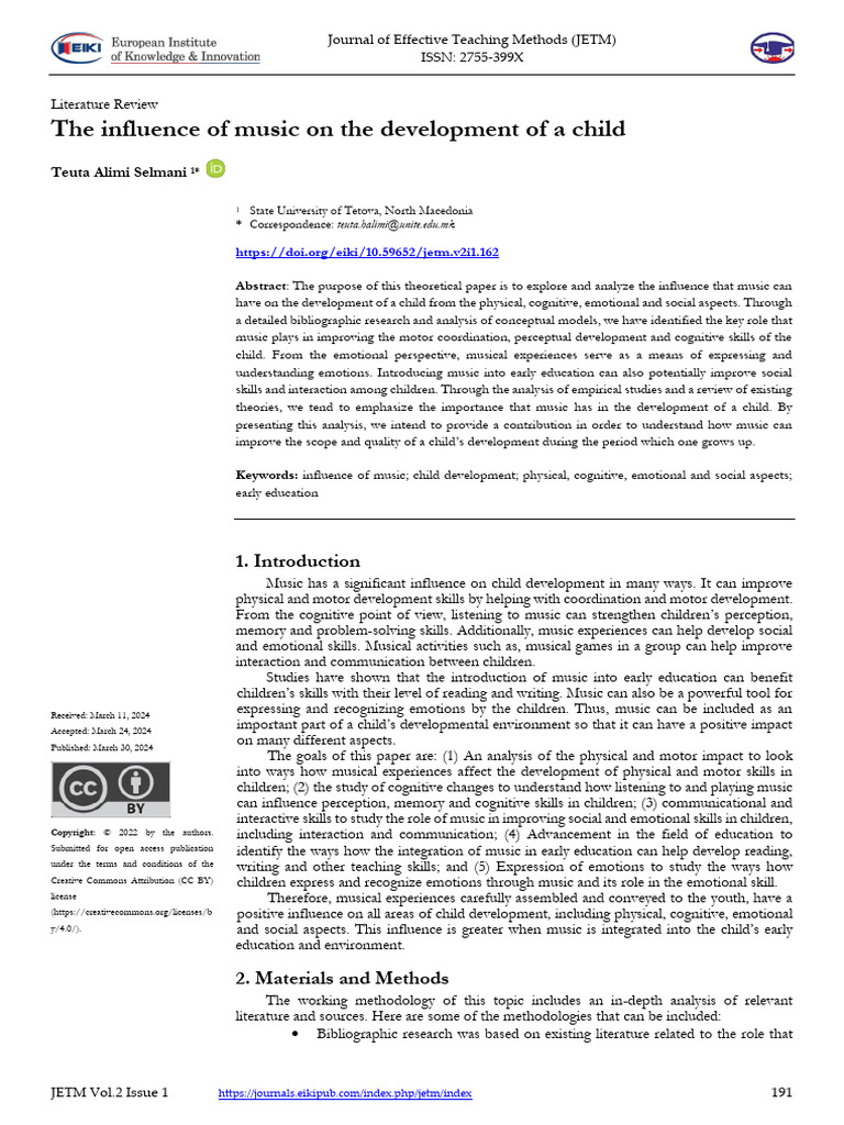 The Influence of Music On The Development of A Chi | PDF | Child ...