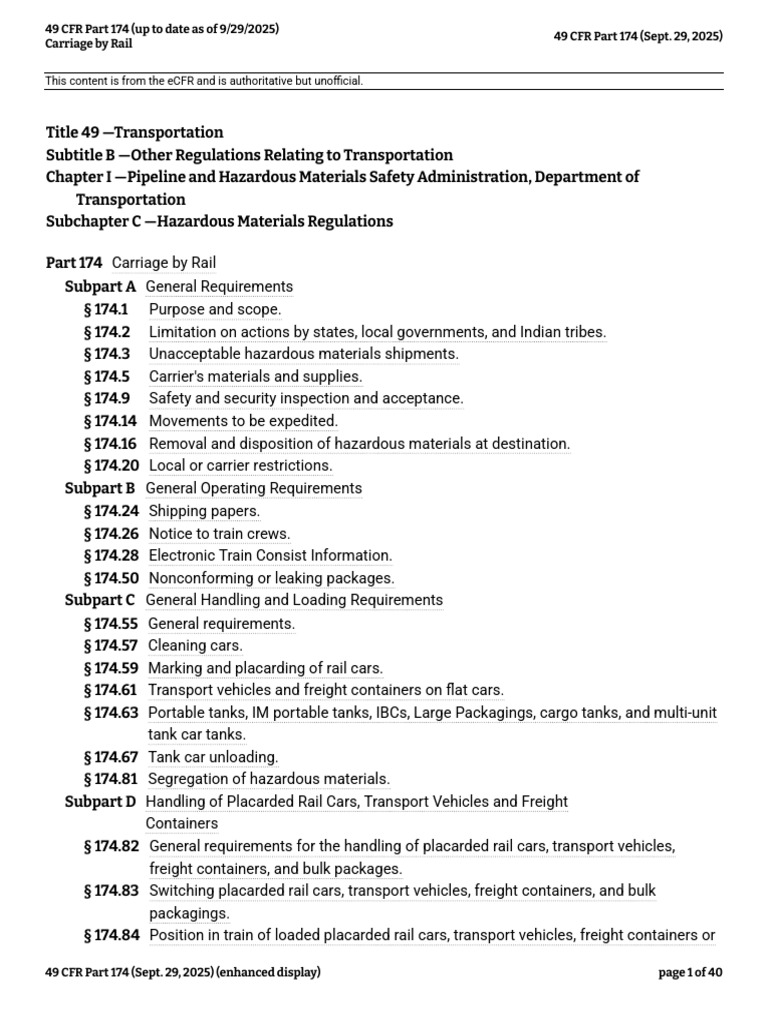 Carriage by Rail Regulations in 49 CFR | PDF | Intermodal Freight ...