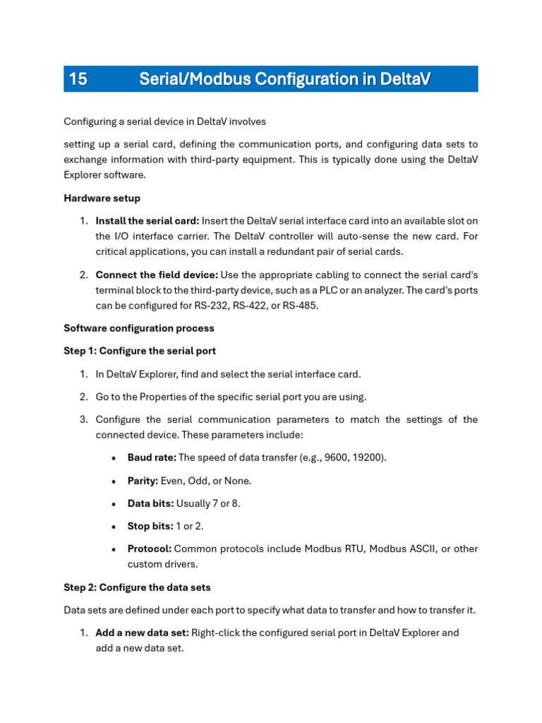 DeltaV Serial Card Wiring Guide | PDF | Computer Engineering ...