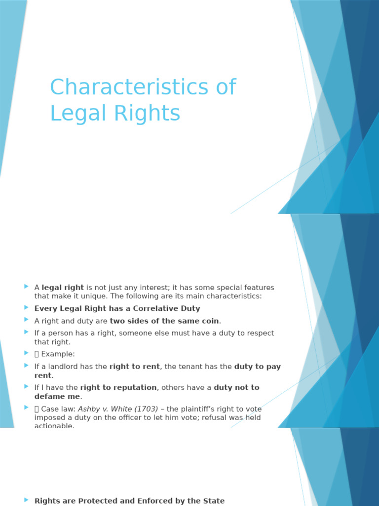 Characteristics of Legal Rights | PDF | Property | Trespass