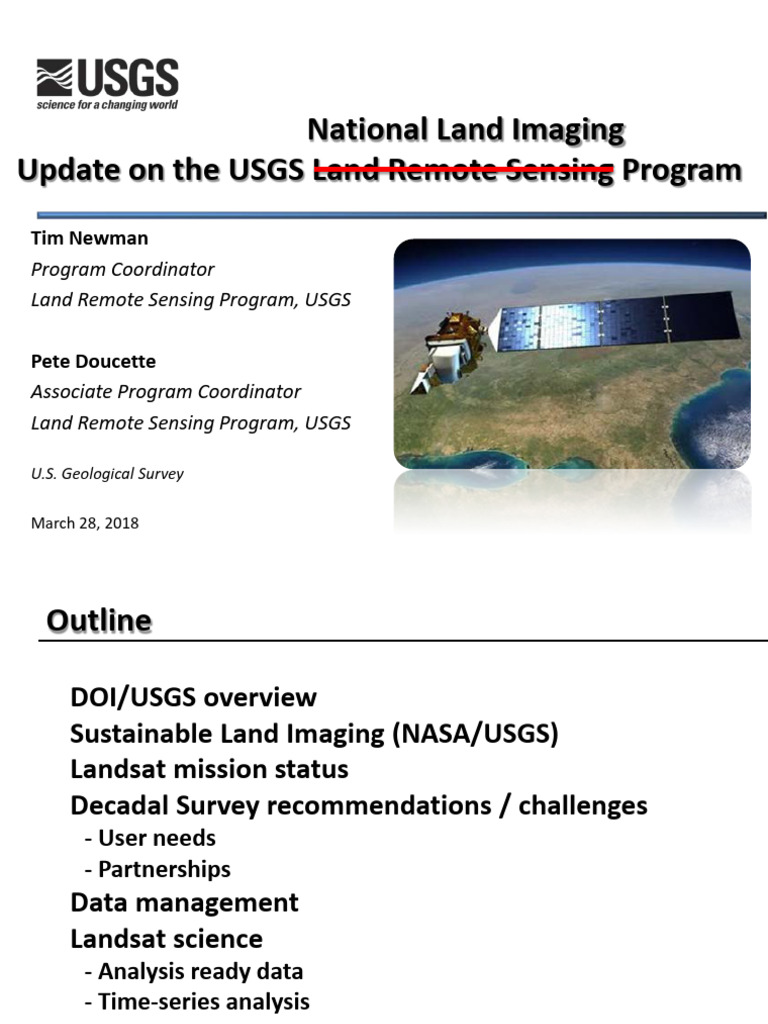 USGS Land Remote Sensing Program Update | PDF