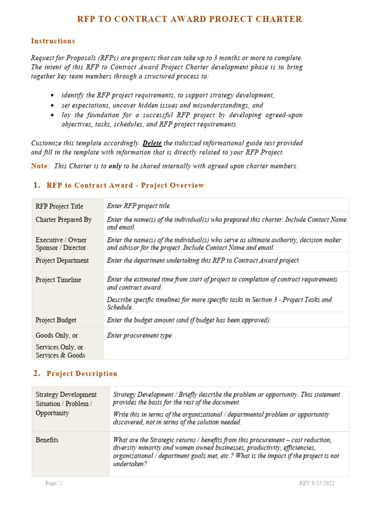 RFP to Contract Award Project Guide | PDF | Risk | Goal