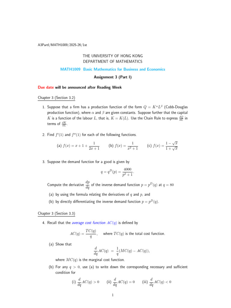 MATH1009 Assignment 3 Overview | PDF | Function (Mathematics ...