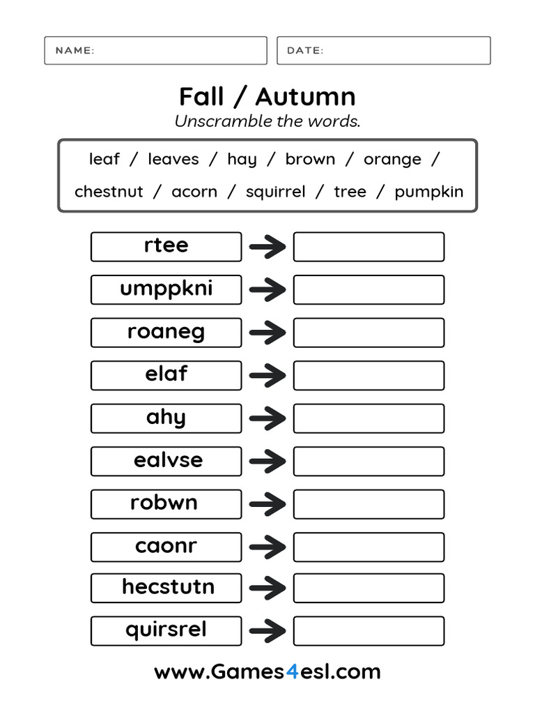 Fall Worksheet 3 | PDF