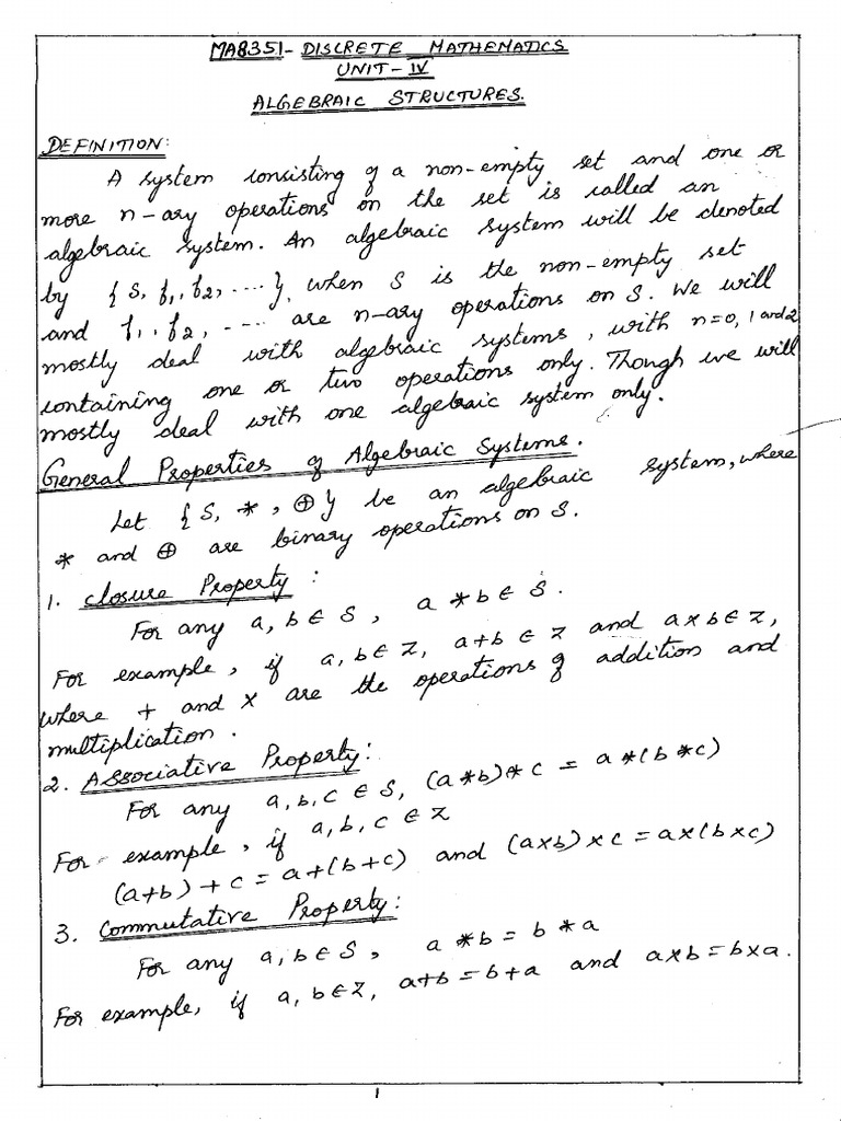 Ma23311 - DM - Unit - IV - Algebraic Structures | PDF