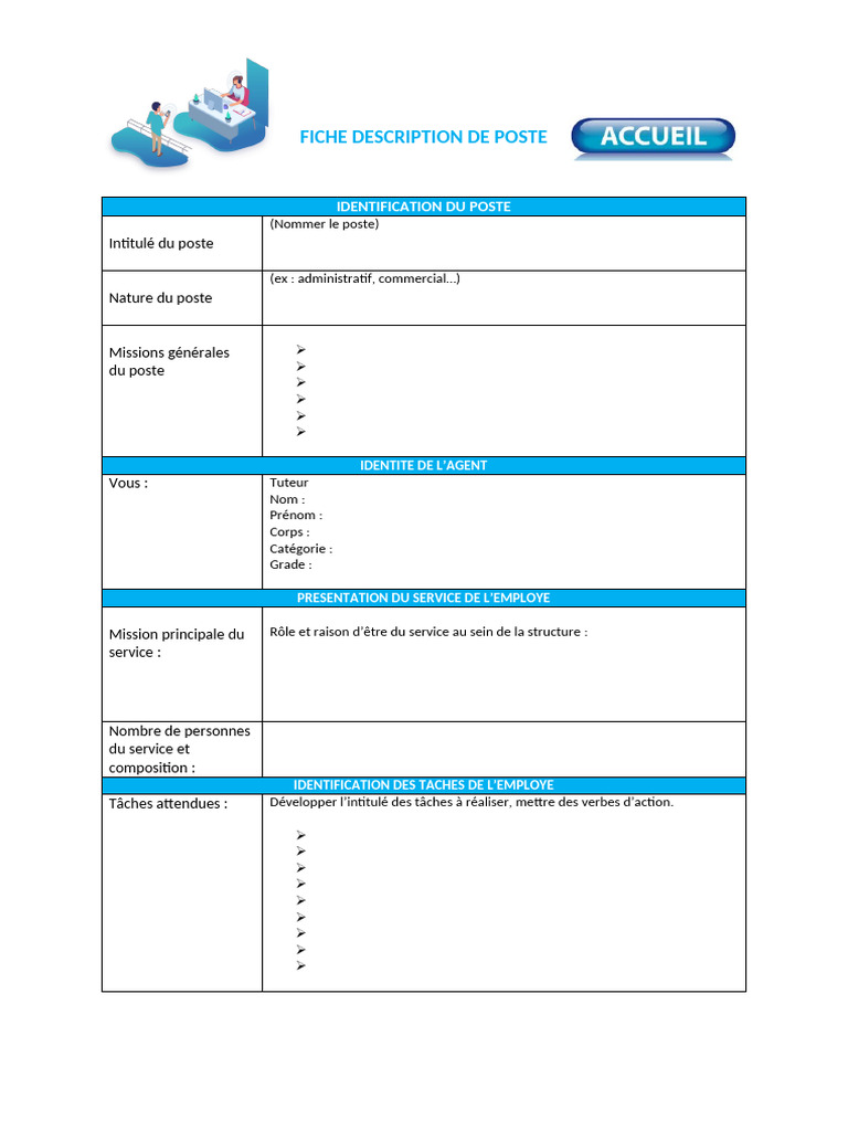 Fiche de poste agent d'accueil | PDF