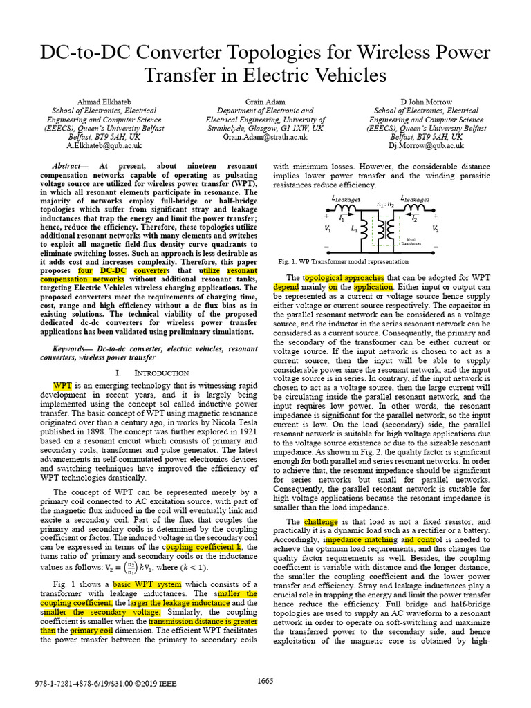 DC-DC Converters for EV Wireless Charging | PDF | Inductor | Transformer